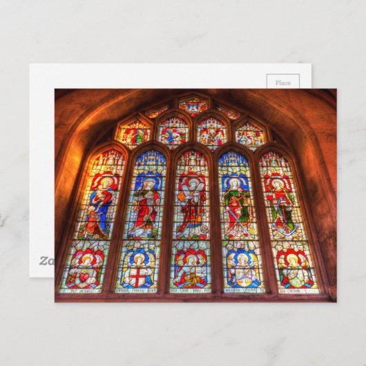 Carte Postale Fenêtre en verre tendu de l'abbaye de Bath (Devant / Derrière)