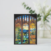 Carte Postale " Fenêtre en verre Tiffanty Staint Paysage d'autom (Debout devant)