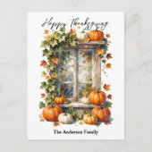 Carte Postale Fenêtre Rustique Citrouilles Orange d'Automne Acti (Devant)