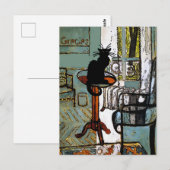 Carte Postale Fenêtre verte avec chat noir, Gracias, changer le  (Devant / Derrière)