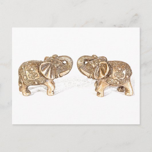 Carte Postale Feng Shui double éléphant (Devant)