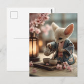 Carte Postale Fennec Fox dans un Kimono exécutant une cérémonie (Devant / Derrière)