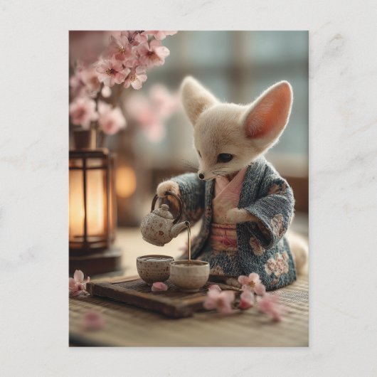 Carte Postale Fennec Fox dans un Kimono exécutant une cérémonie (Devant)