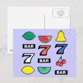 Carte Postale Fentes de machine à sous Fruits - Jouer pour gagne (Devant / Derrière)