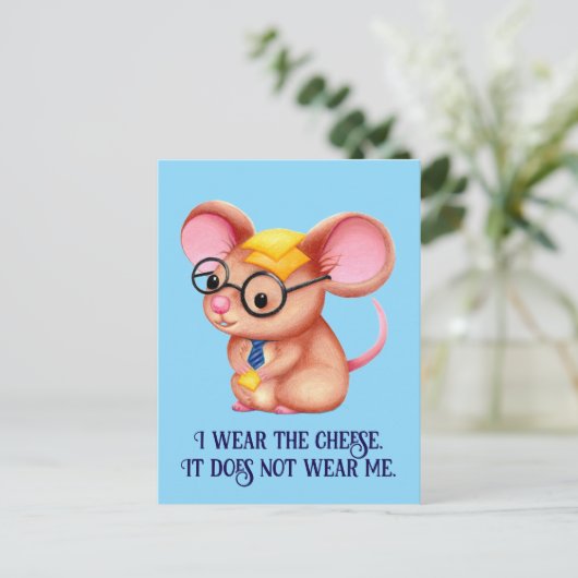 Carte Postale Fer Cheese Man Business Souris Cravate lunettes Ne (Debout devant)