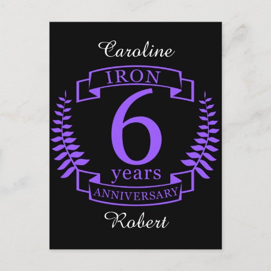 Carte Postale Fer mariage anniversaire 6 ans (Devant)