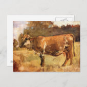 Carte Postale Ferdinand Hodler, Vache dans un pâturage (Devant / Derrière)