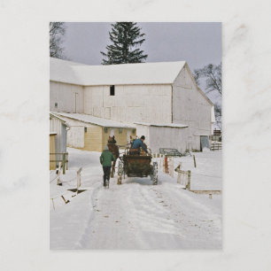 Carte Postale Ferme Amish en Hiver-Carte Postale