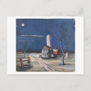 Carte Postale Ferme au clair de lune Peinture