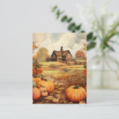 Carte Postale Ferme citrouille automne récolte Thanksgiving (Debout devant)