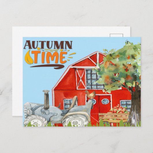 Carte Postale Ferme d'automne (Devant / Derrière)