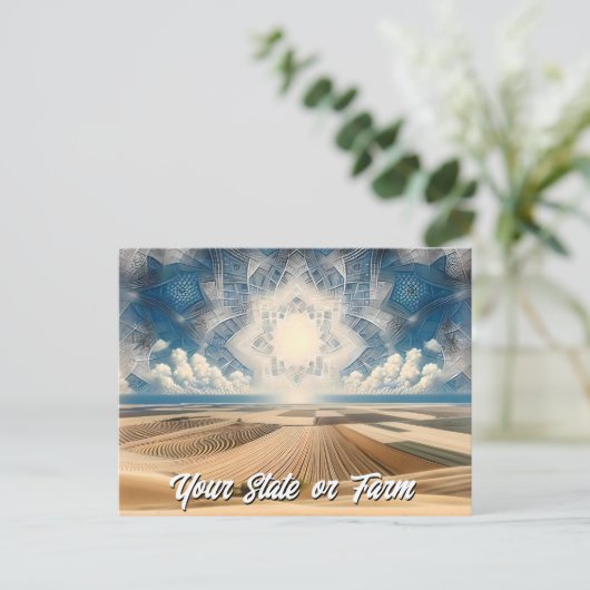 Carte Postale Ferme de blé des Prairies Abstraite (Debout devant)