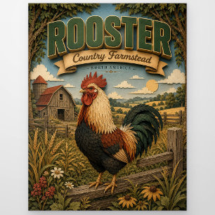 Carte Postale Ferme de campagne de coq poulet POPCUT