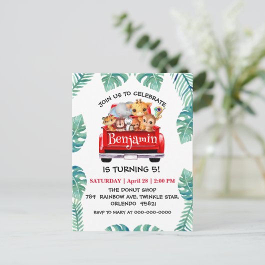 Carte Postale Ferme de la jungle du zoo mignon camion tracteur g (Debout devant)