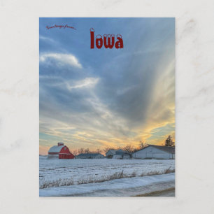 Carte Postale Ferme en hiver dans le comté de Johnson dans l'Iow