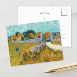 Carte Postale Ferme en Provence | Vincent Van Gogh<br><div class="desc">Ferme en Provence (1888) de l'artiste post-impressionniste néerlandais Vincent Van Gogh. L'oeuvre d'origine est une huile sur toile peignant le paysage en jaune doré et bleu aqua. Utilisez les outils de conception pour ajouter du texte personnalisé ou personnaliser l'image.</div>