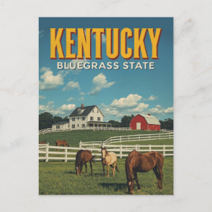 Carte Postale Ferme équestre vintage de l'État Bluegrass du Kent