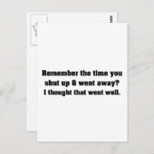 Carte Postale Ferme-la et va-t'en. (Devant / Derrière)