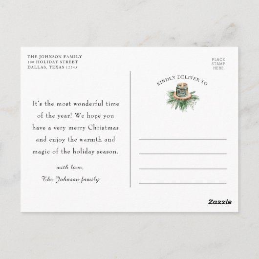 Carte Postale Ferme Rustique Séjour confortable hiver Souhaits N (Dos)