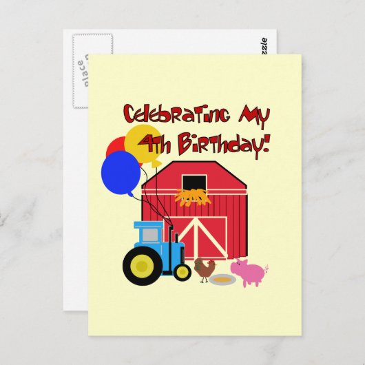 Carte Postale Ferme T-shirts et cadeaux d'anniversaire 4 (Devant / Derrière)