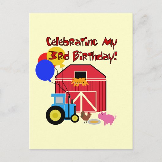 Carte Postale Ferme T-shirts et cadeaux pour le 3e anniversaire (Devant)