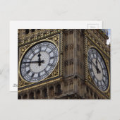Carte Postale Fermer la tour de l'horloge Big Ben (Devant / Derrière)