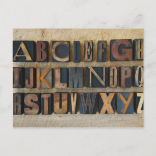 Carte Postale Fermer l'alphabet sur letterpress