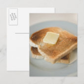 Carte Postale Fermer les toasts avec du beurre dans l'assiette (Devant / Derrière)