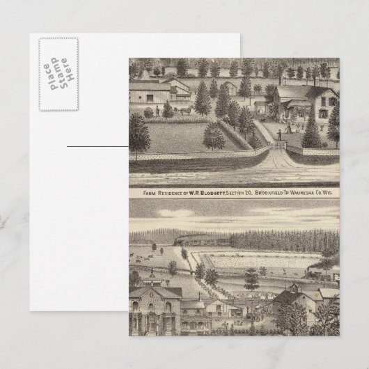 Carte Postale Fermes et résidences de WR Blodgett & GC Daubner (Devant / Derrière)