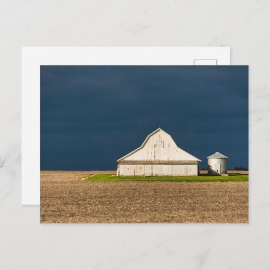 Carte Postale Fermes | Grange blanche et silo (Devant / Derrière)