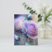 Carte Postale Fermeture des roses roses Iridescentes (Debout devant)