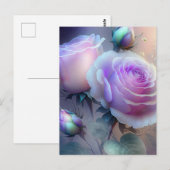 Carte Postale Fermeture des roses roses Iridescentes (Devant / Derrière)