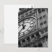 Carte Postale Fermez-vous sur Big Ben en noir et blanc (Devant / Derrière)