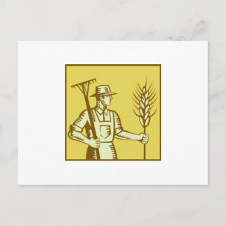 Carte Postale Fermier au gâteau et coupe de blé