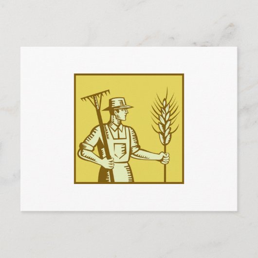 Carte Postale Fermier au gâteau et coupe de blé (Devant)