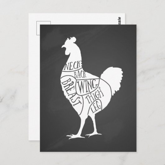 Carte Postale fermier charcuterie de poulet découpes d'art petit (Devant / Derrière)