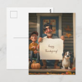 Carte Postale Fermier, son fils et le chien de famille (Devant / Derrière)