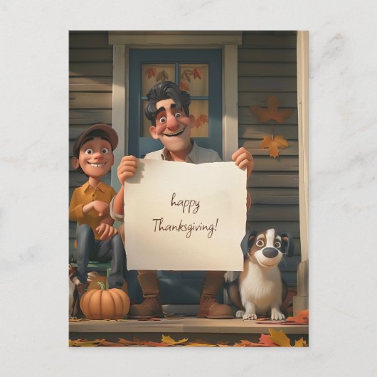 Carte Postale Fermier, son fils et le chien de famille (Devant)