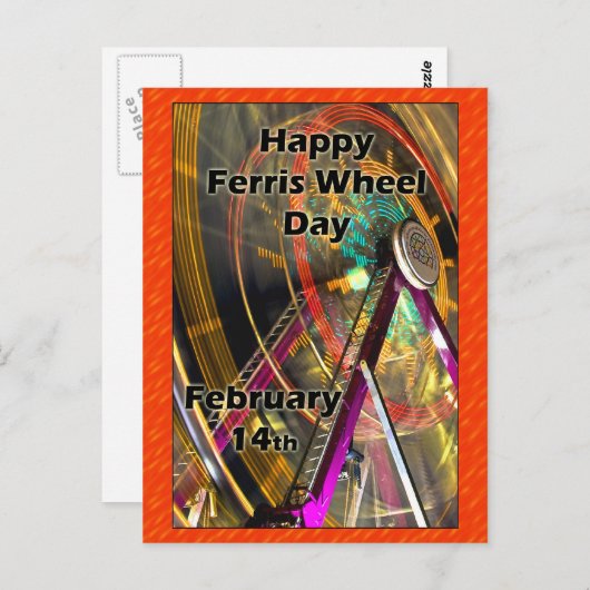 Carte Postale Ferris Wheel Day Post Card 14 février (Devant / Derrière)