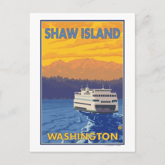 Carte Postale Ferry and Mountains - Shaw Island, Washington (Devant)