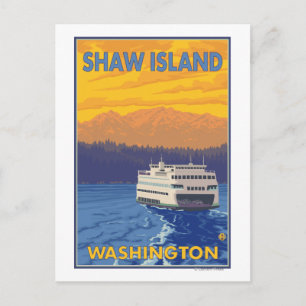 Carte Postale Ferry and Mountains - Shaw Island, Washington