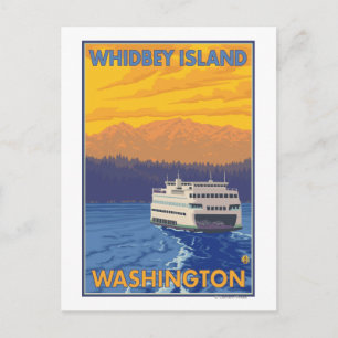 Carte Postale Ferry and Mountains - Whidbey Island, Washington