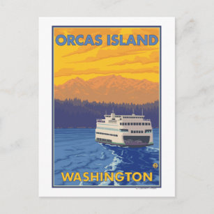 Carte Postale Ferry et montagne - Orcas Island, Washington