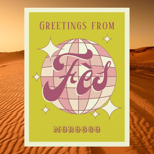 Carte Postale Fès Maroc vacances rétro vert