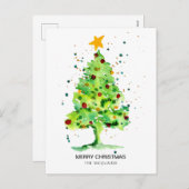 Carte postale Festif Arbre de Noël Aquarelle (Devant / Derrière)