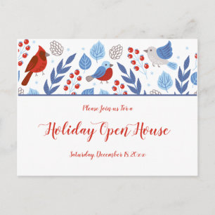 Carte Postale Festif Blue and Red Holiday Open House