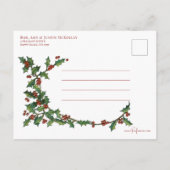 Carte Postale Festif Colorful Holly, Salutation & Photo (Dos)