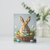 Carte Postale Festif Fluffy Cute Petit Lapin De Pâques (Debout devant)