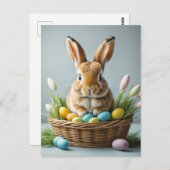 Carte Postale Festif Fluffy Cute Petit Lapin De Pâques (Devant / Derrière)
