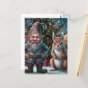 Carte Postale Festif Grumpy Gnome et Noël des écureuils